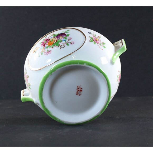 Very Unique Sugar Bowl Made in Japan 24k Gold Trim Rose Pattern 1950s GC - Picture 9 of 13